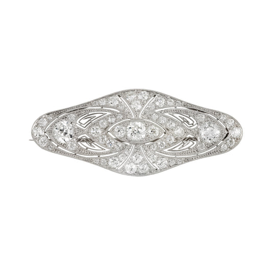 Marcus & Co. American Edwardian Platinum Diamond Brooch front