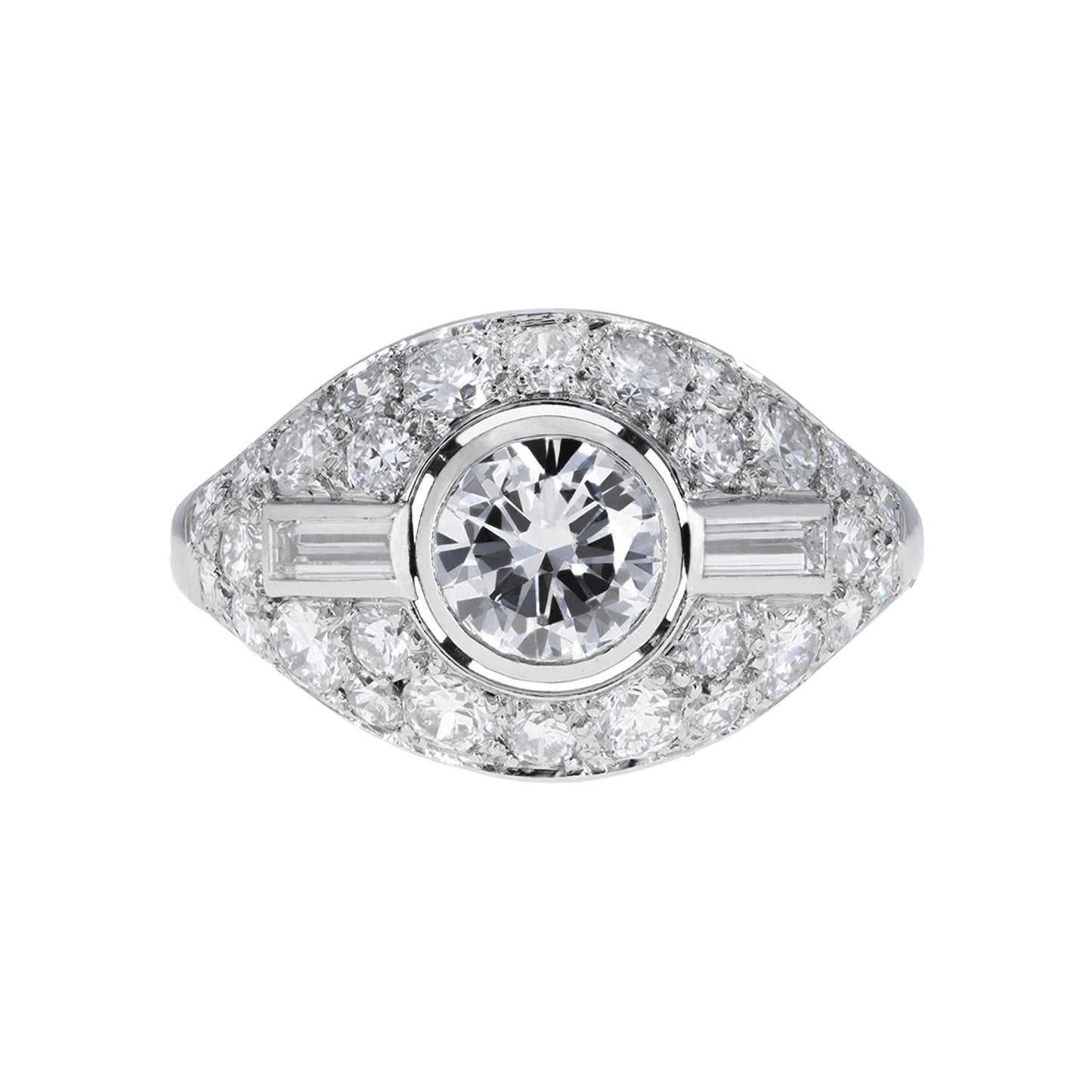 Boucheron Paris 1950s Platinum Diamond Ring front