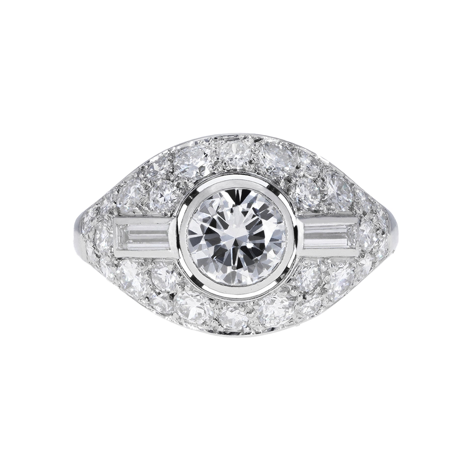 Boucheron Paris 1950s Platinum Diamond Ring front