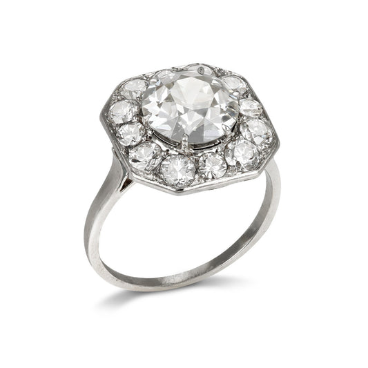 Art Deco Platinum Diamond Ring profile