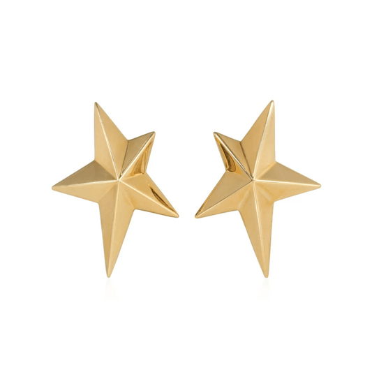 Angela Cummings 1980s 18KT Yellow Gold Star Earrings front