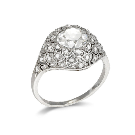 1930s Platinum Diamond Ring front