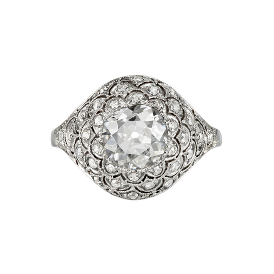1930s Platinum Diamond Ring front