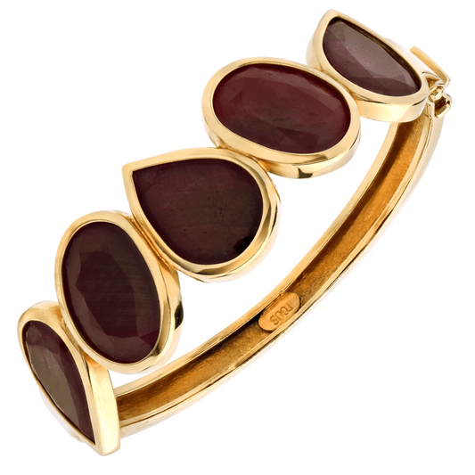 Post-1980s 18KT Yellow Gold Ruby Bracelet front
