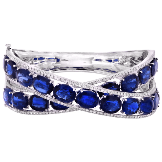 Contemporary 18KT White Gold Kyanite & Diamond Bracelet front