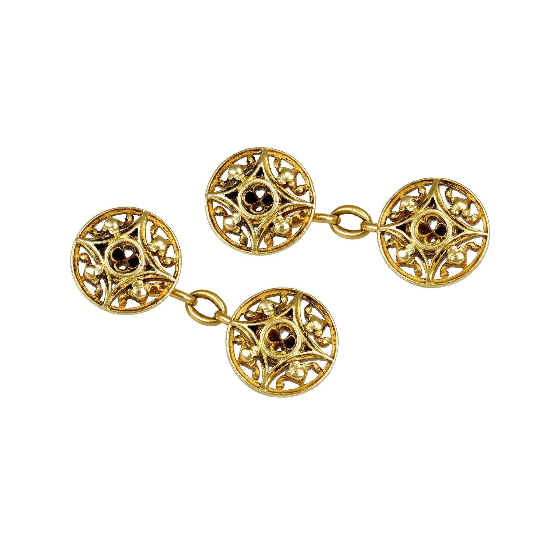 Wiese French Art Nouveau 18KT Yellow Gold Cufflinks front