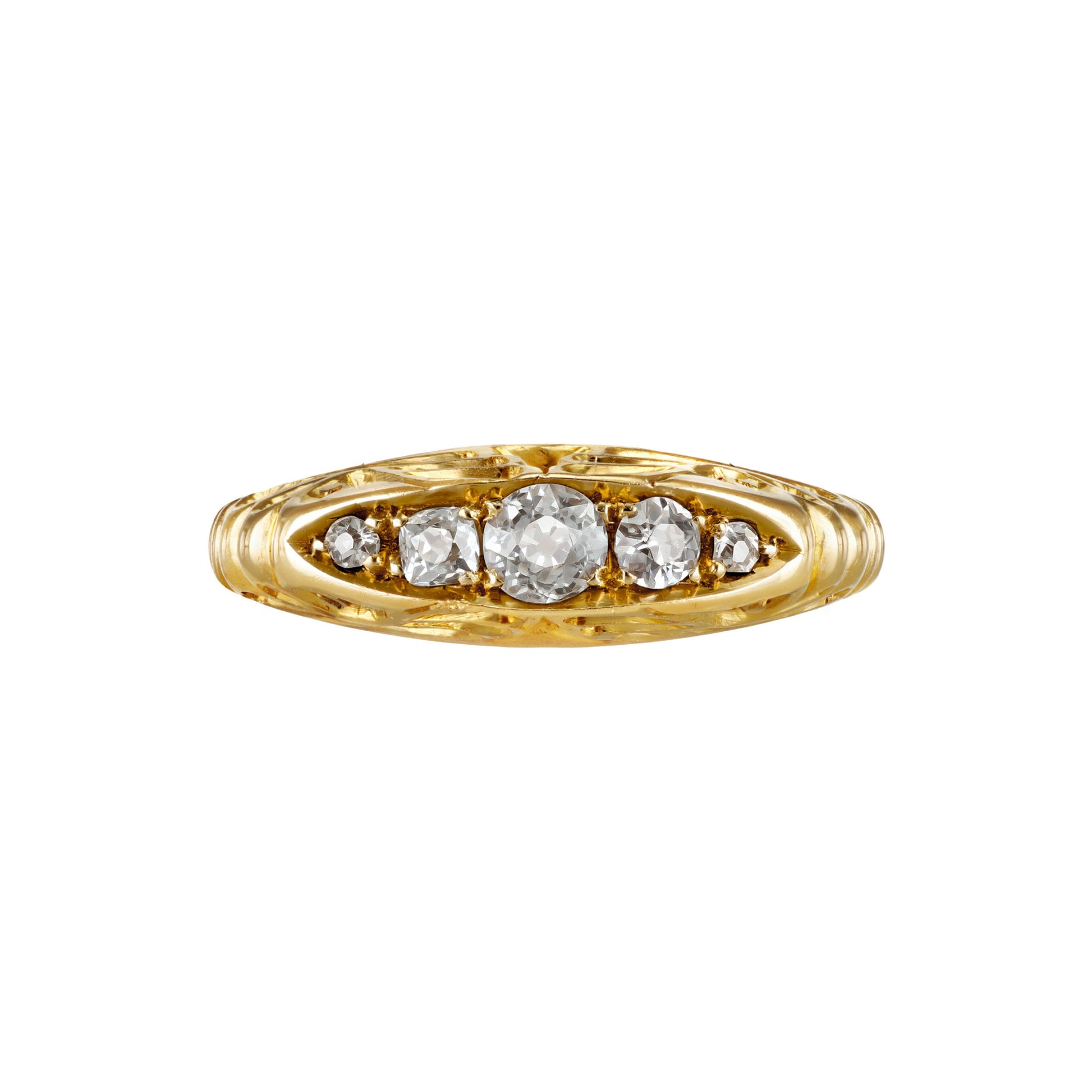 English Victorian 18KT Yellow Gold Diamond Ring front