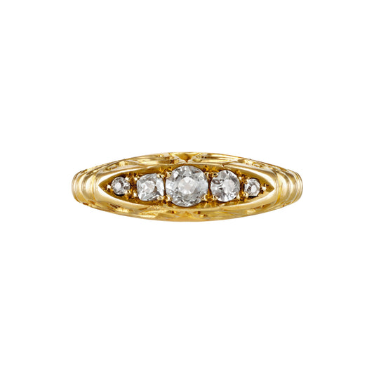 English Victorian 18KT Yellow Gold Diamond Ring front