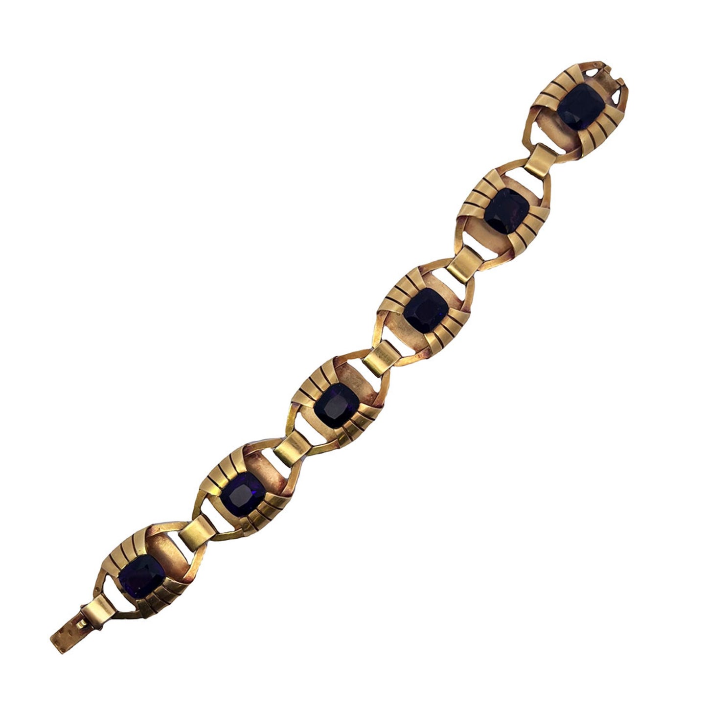 French Antique 18KT Yellow Gold Amethyst Bracelet front