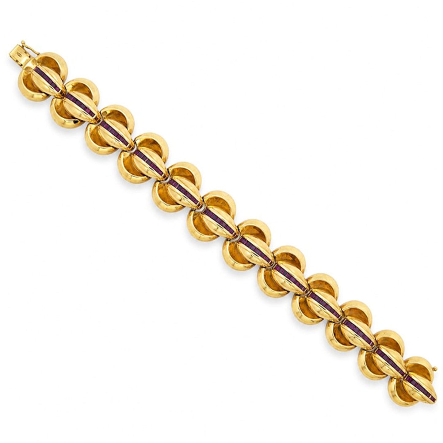 1970s 18KT Yellow Gold Ruby Bracelet front