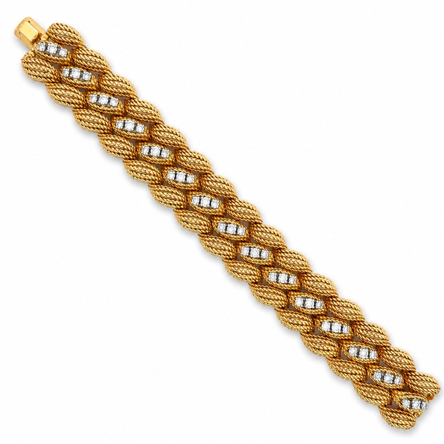 1960s 18KT Yellow Gold Diamond Bracelet front