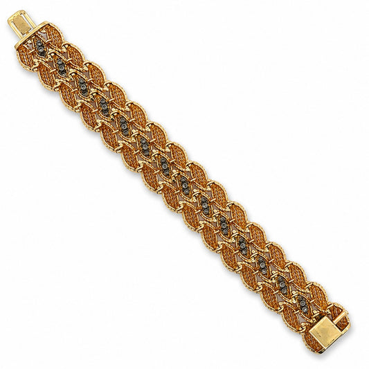 1960s 18KT Yellow Gold Diamond Bracelet back