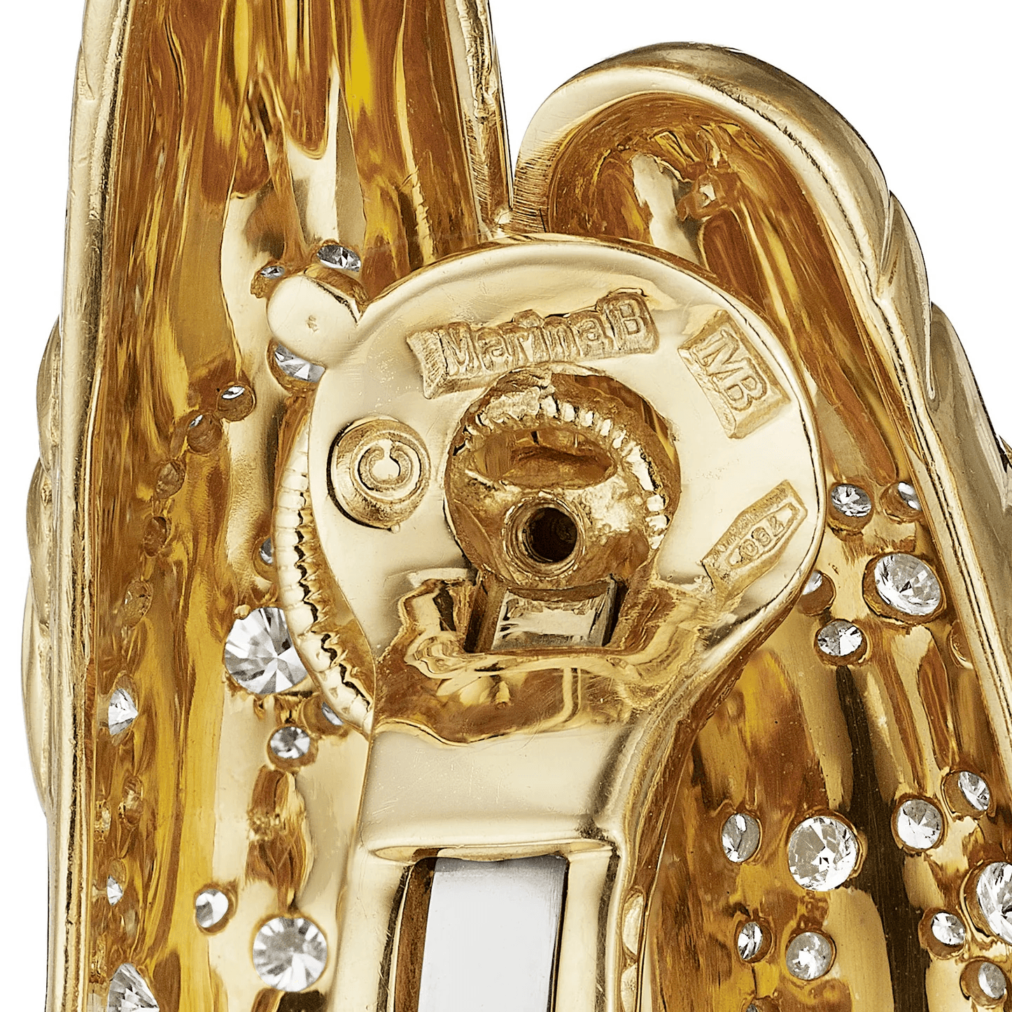 Marina B. Post-1980s 18KT Yellow Gold Diamond Earrings signature