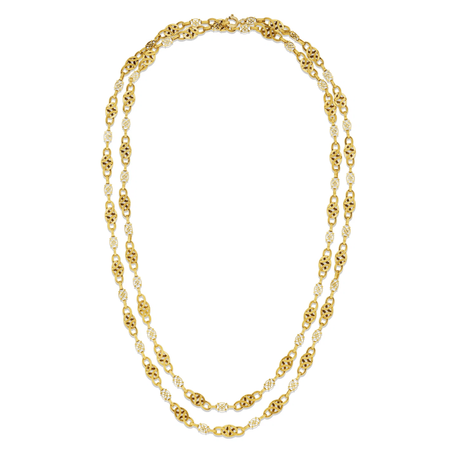 French Victorian 18KT Yellow Gold Necklace front