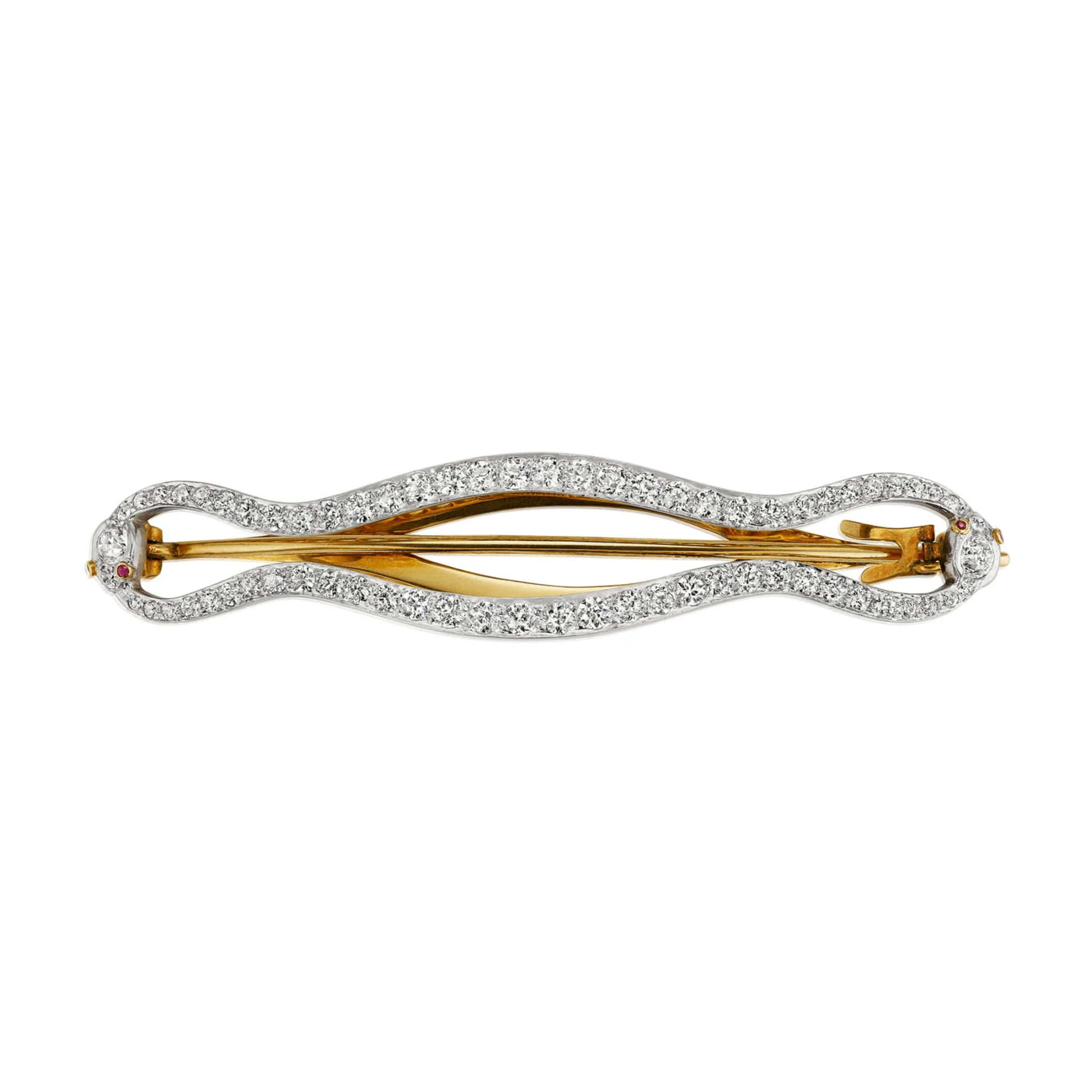 Tiffany & Co. Edwardian Platinum & 18KT Yellow Gold Diamond Barrette front