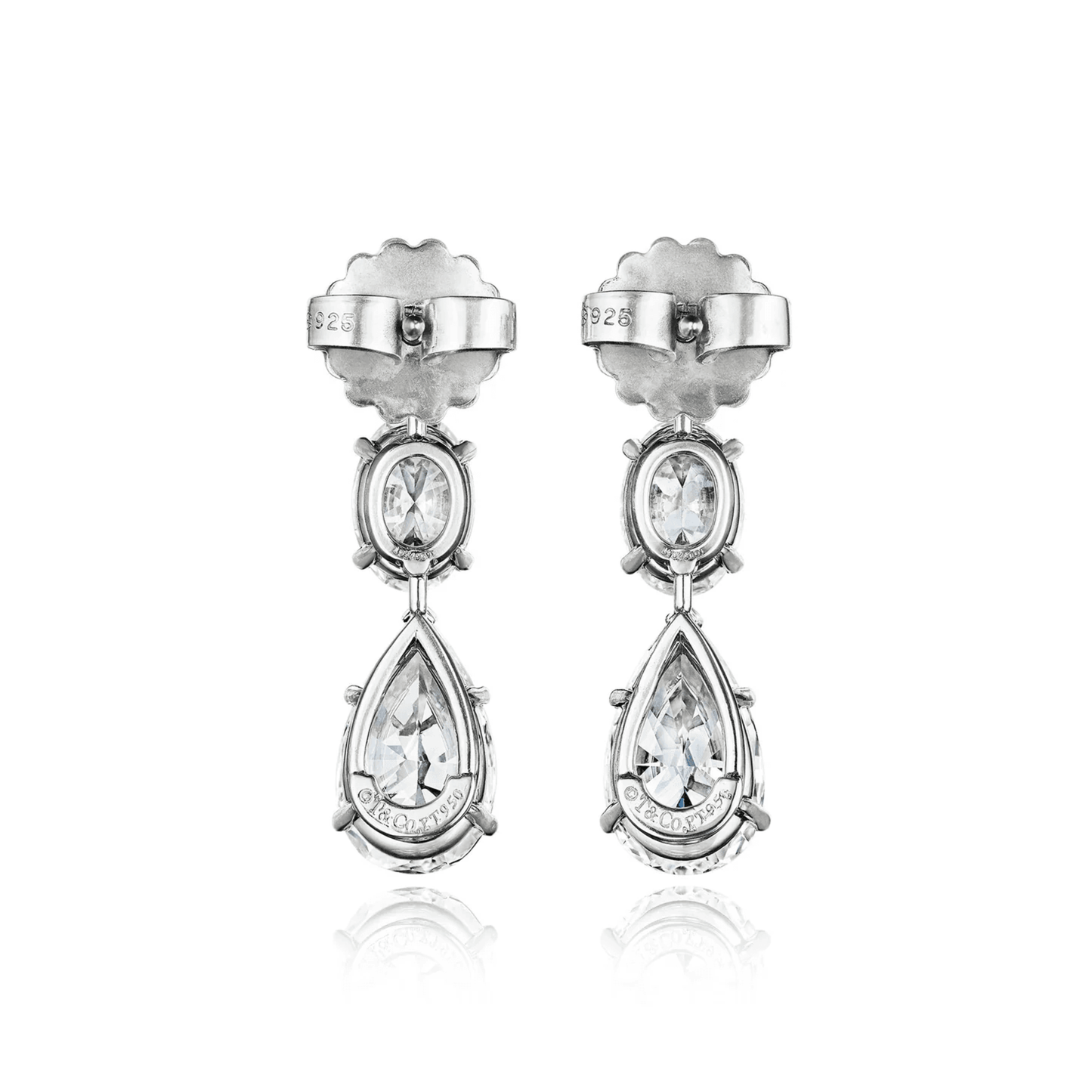 Tiffany & Co. Post-1980s Platinum Diamond Earrings back