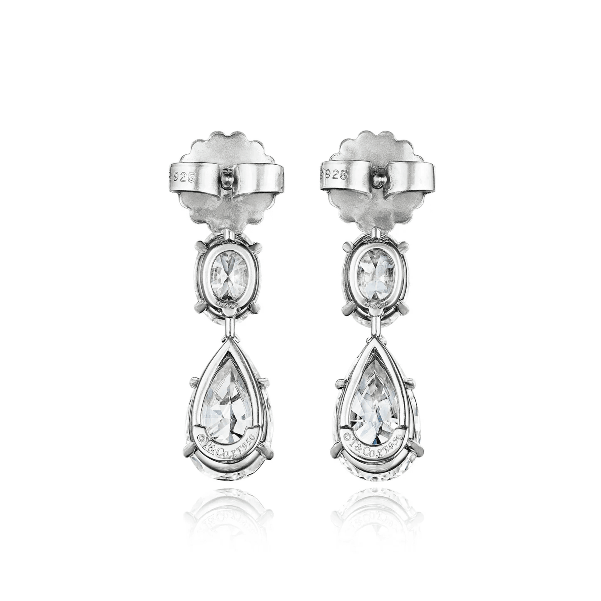 Tiffany & Co. Post-1980s Platinum Diamond Earrings back