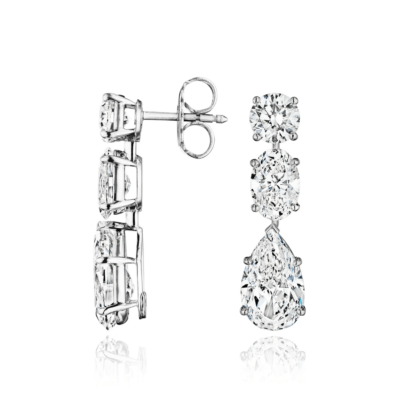 Tiffany & Co. Post-1980s Platinum Diamond Earrings side and front