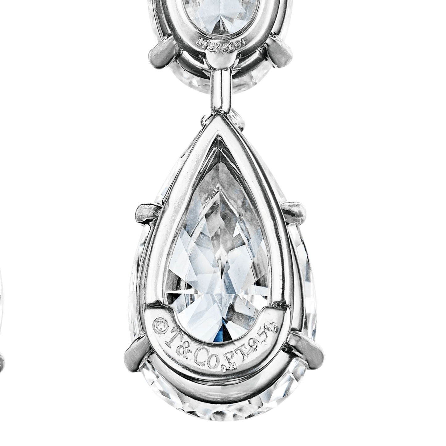Tiffany & Co. Post-1980s Platinum Diamond Earrings signature