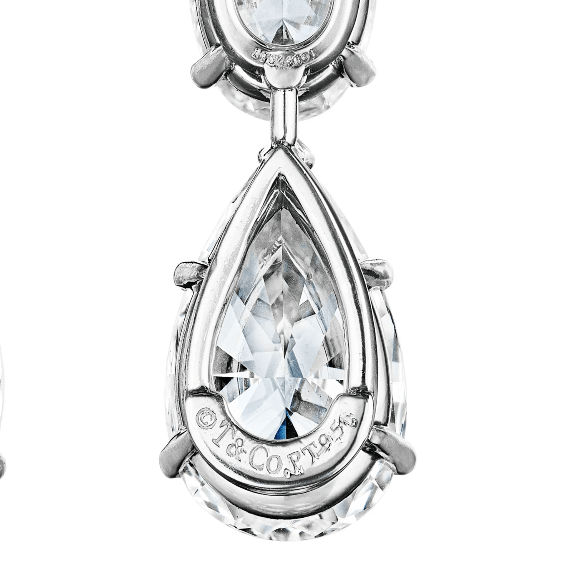 Tiffany & Co. Post-1980s Platinum Diamond Earrings signature