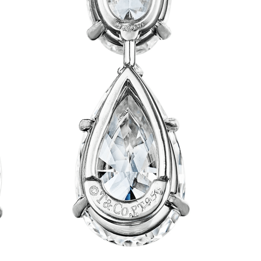 Tiffany & Co. Post-1980s Platinum Diamond Earrings signature