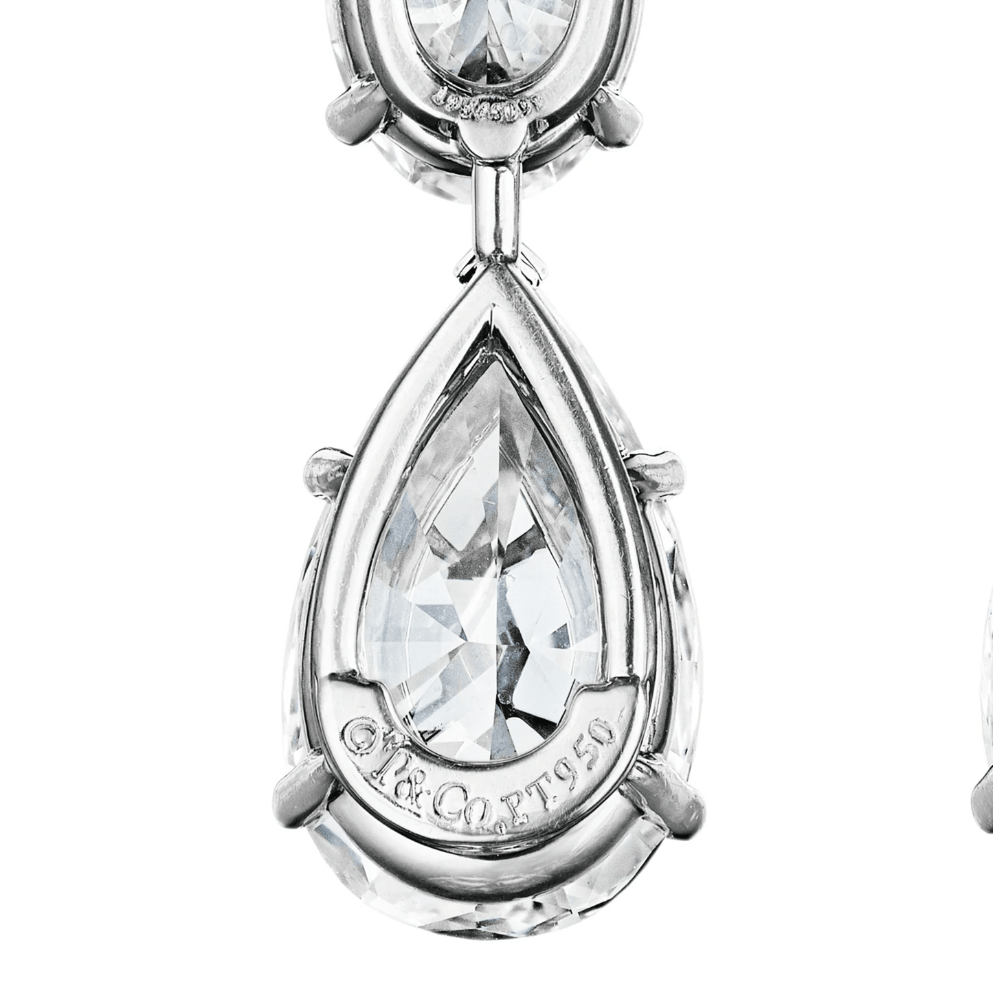 Tiffany & Co. Post-1980s Platinum Diamond Earrings signature