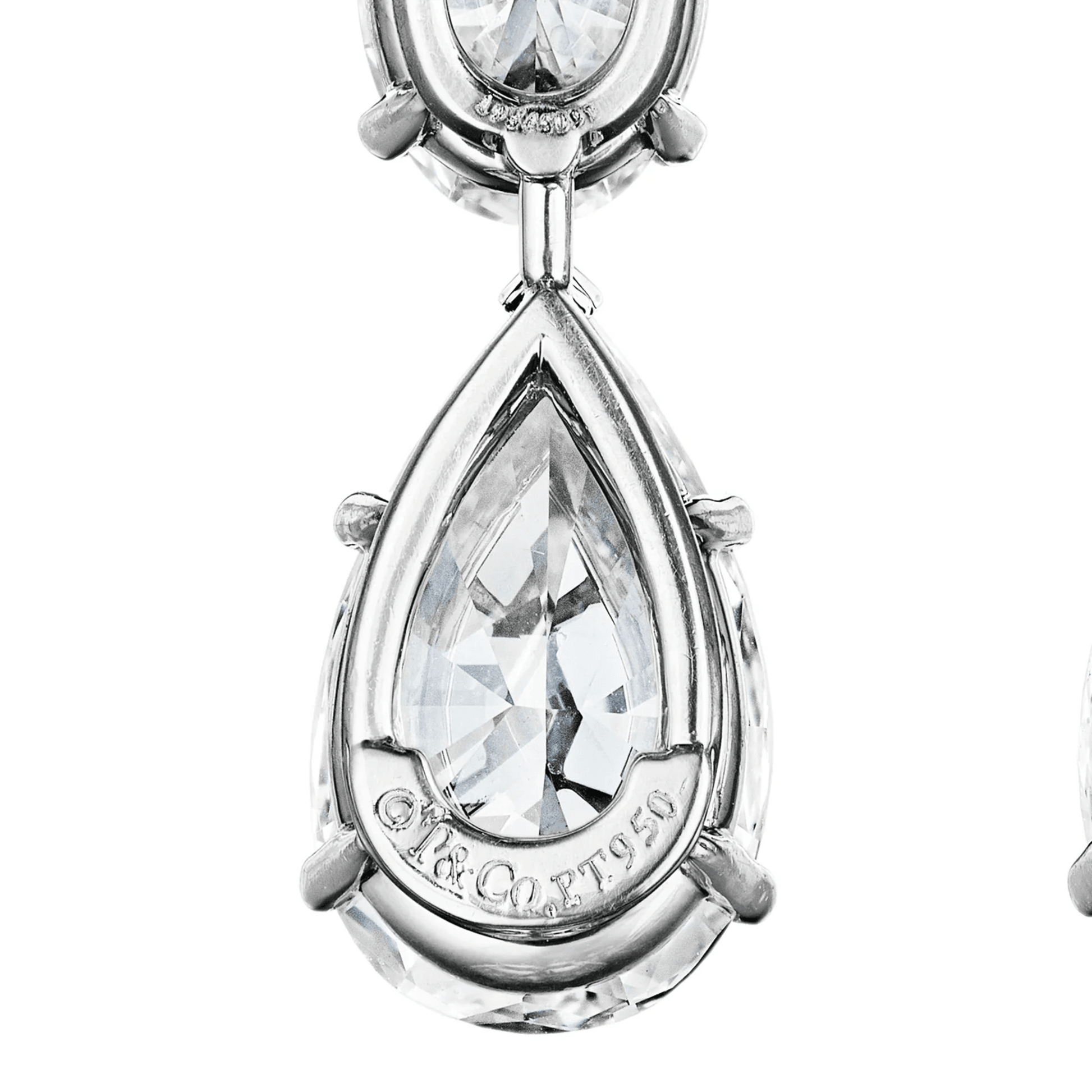 Tiffany & Co. Post-1980s Platinum Diamond Earrings signature