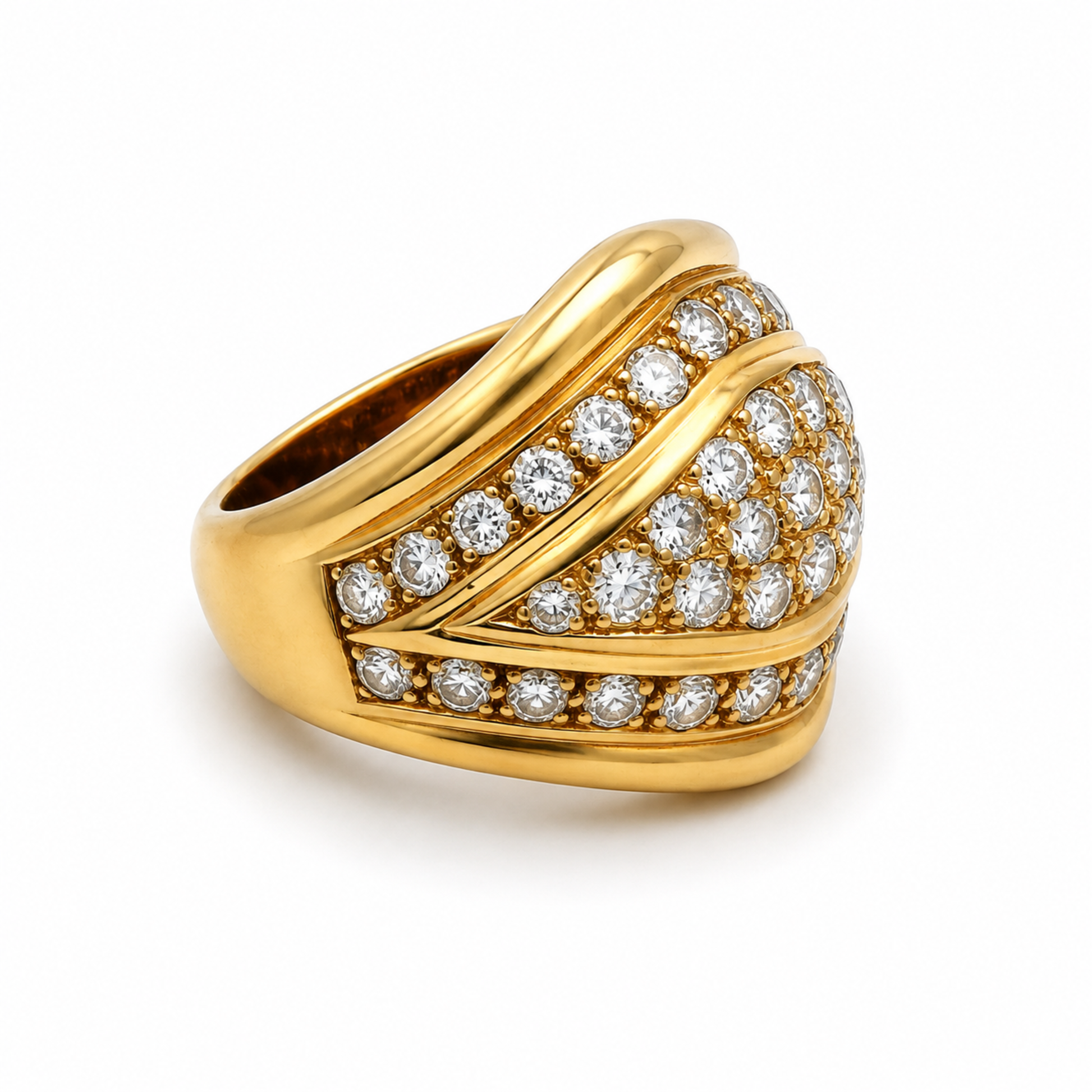Van Cleef & Arpels French 1960s 18KT Yellow Gold Diamond Ring side