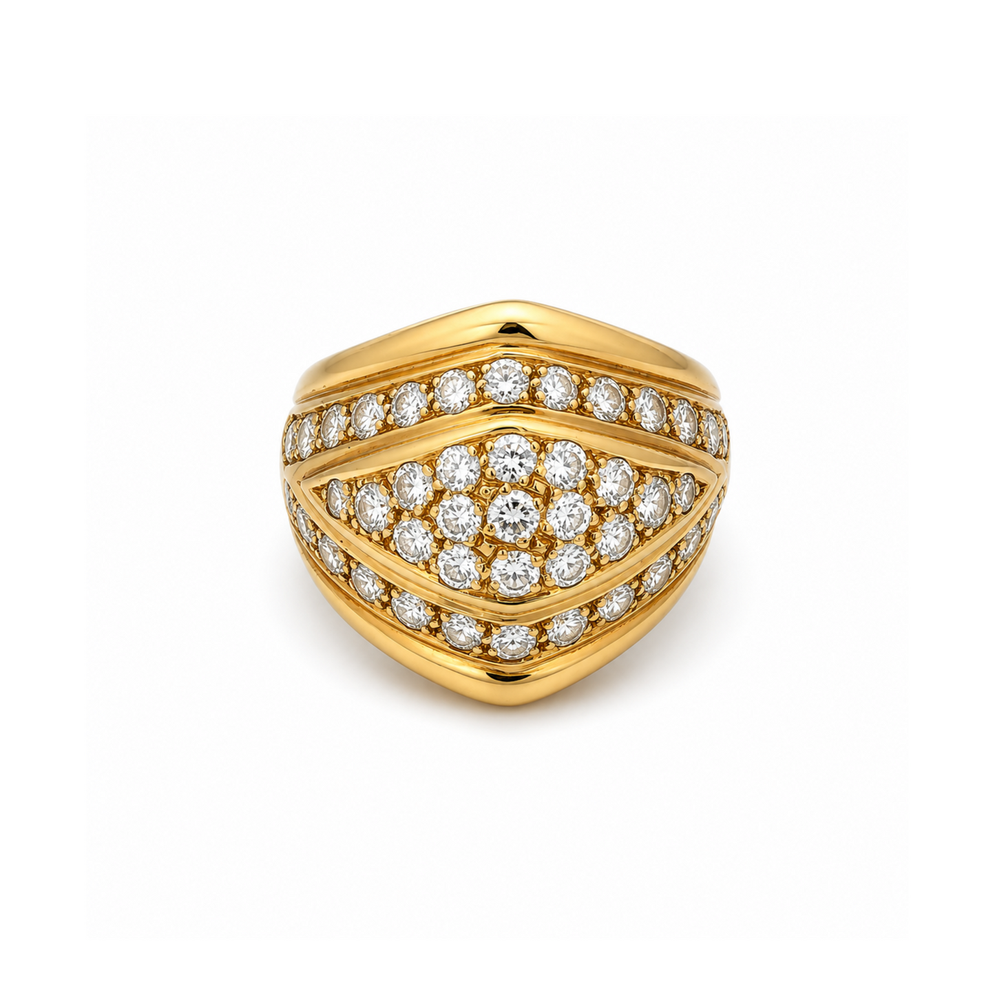 Van Cleef & Arpels French 1960s 18KT Yellow Gold Diamond Ring front