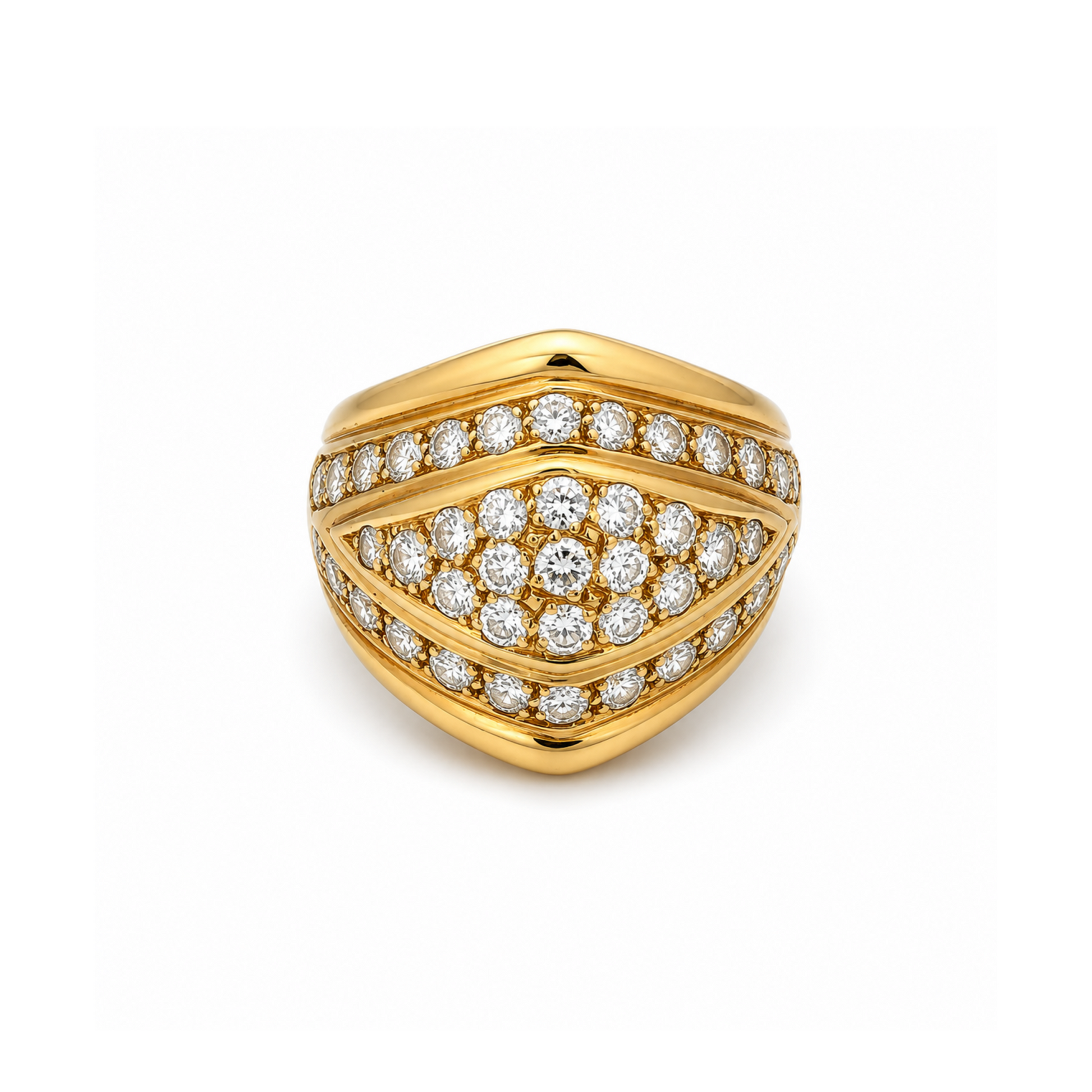 Van Cleef & Arpels French 1960s 18KT Yellow Gold Diamond Ring front