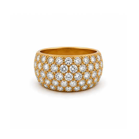 Van Cleef & Arpels French Post-1980s 18KT Yellow Gold Diamond Ring front