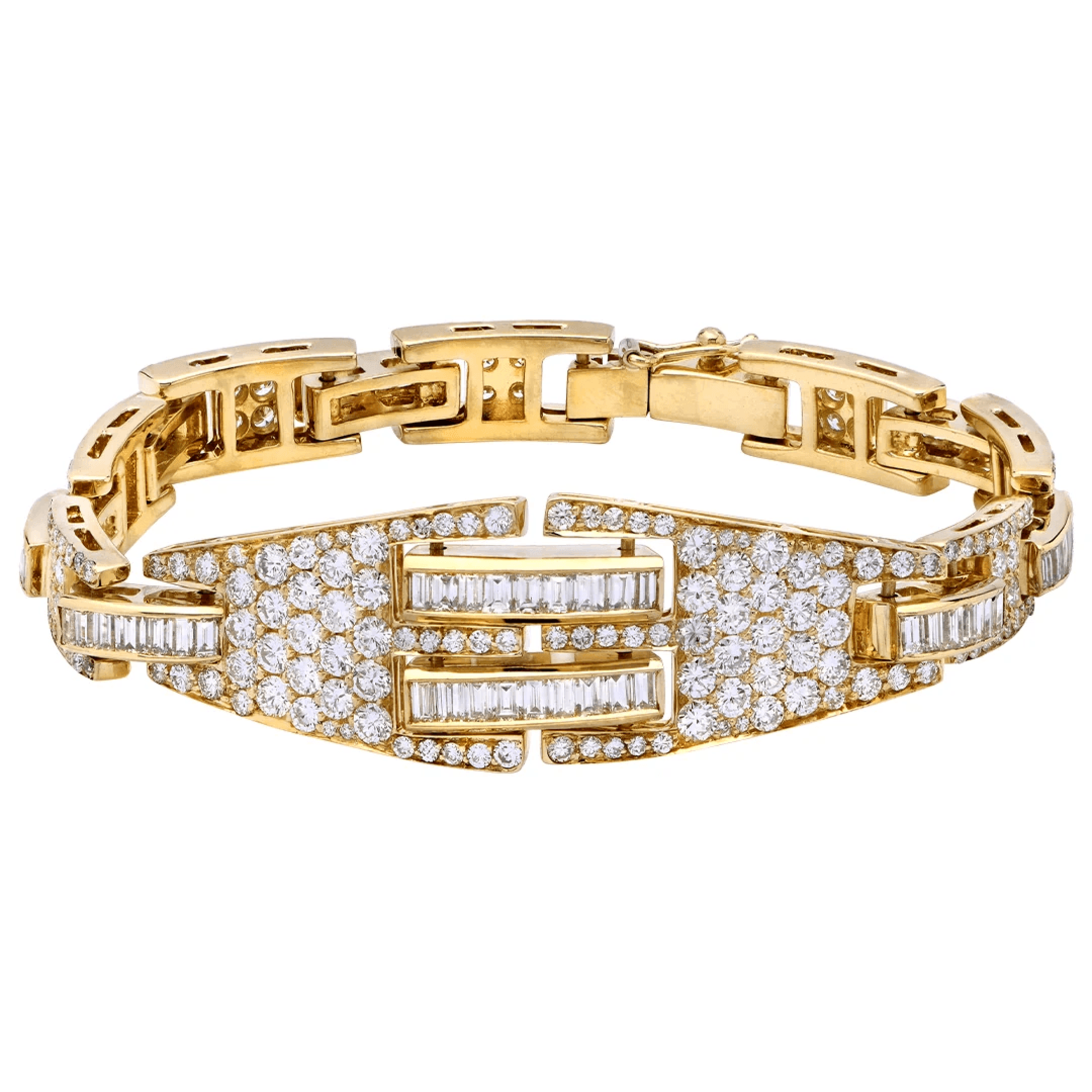 Post-1980s 18KT Yellow Gold Diamond Bracelet front