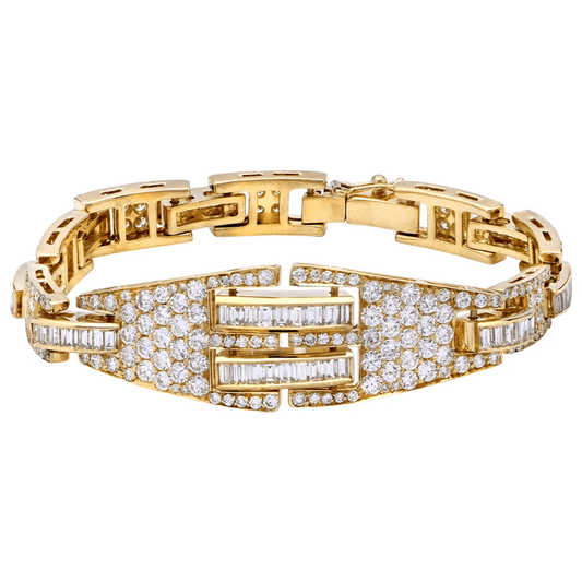 Post-1980s 18KT Yellow Gold Diamond Bracelet front