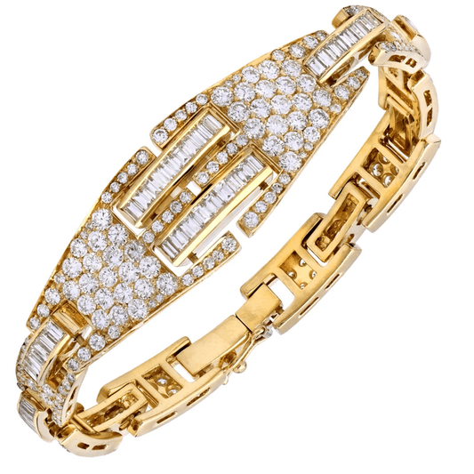 Post-1980s 18KT Yellow Gold Diamond Bracelet front