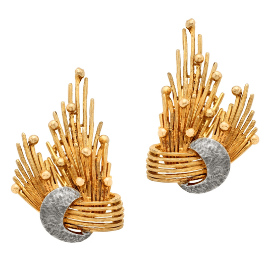 Post-1980s 18KT Yellow Gold Earrings front