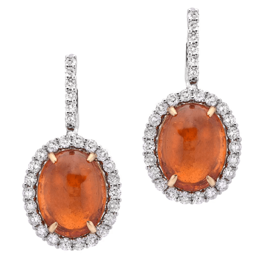 Contemporary 18KT White Gold Garnet & Diamond Earrings front