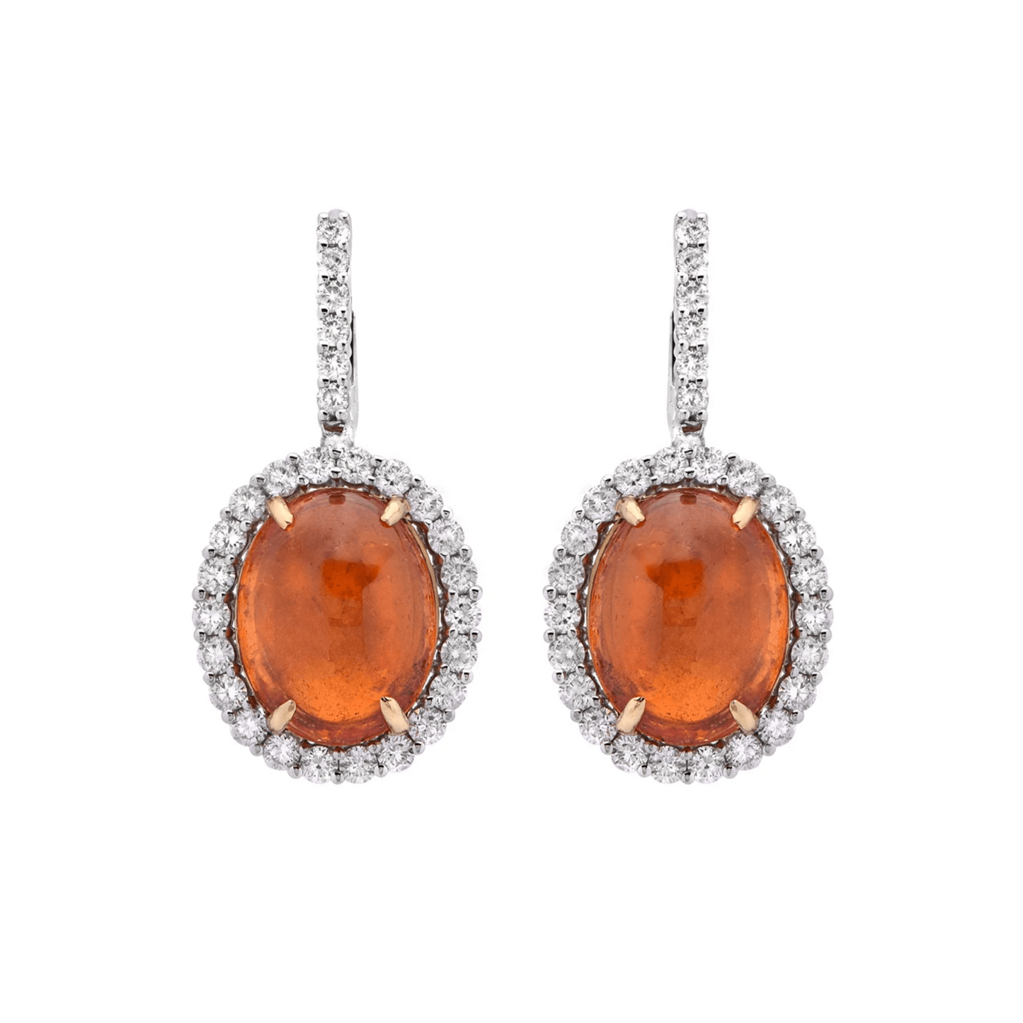 Contemporary 18KT White Gold Garnet & Diamond Earrings front