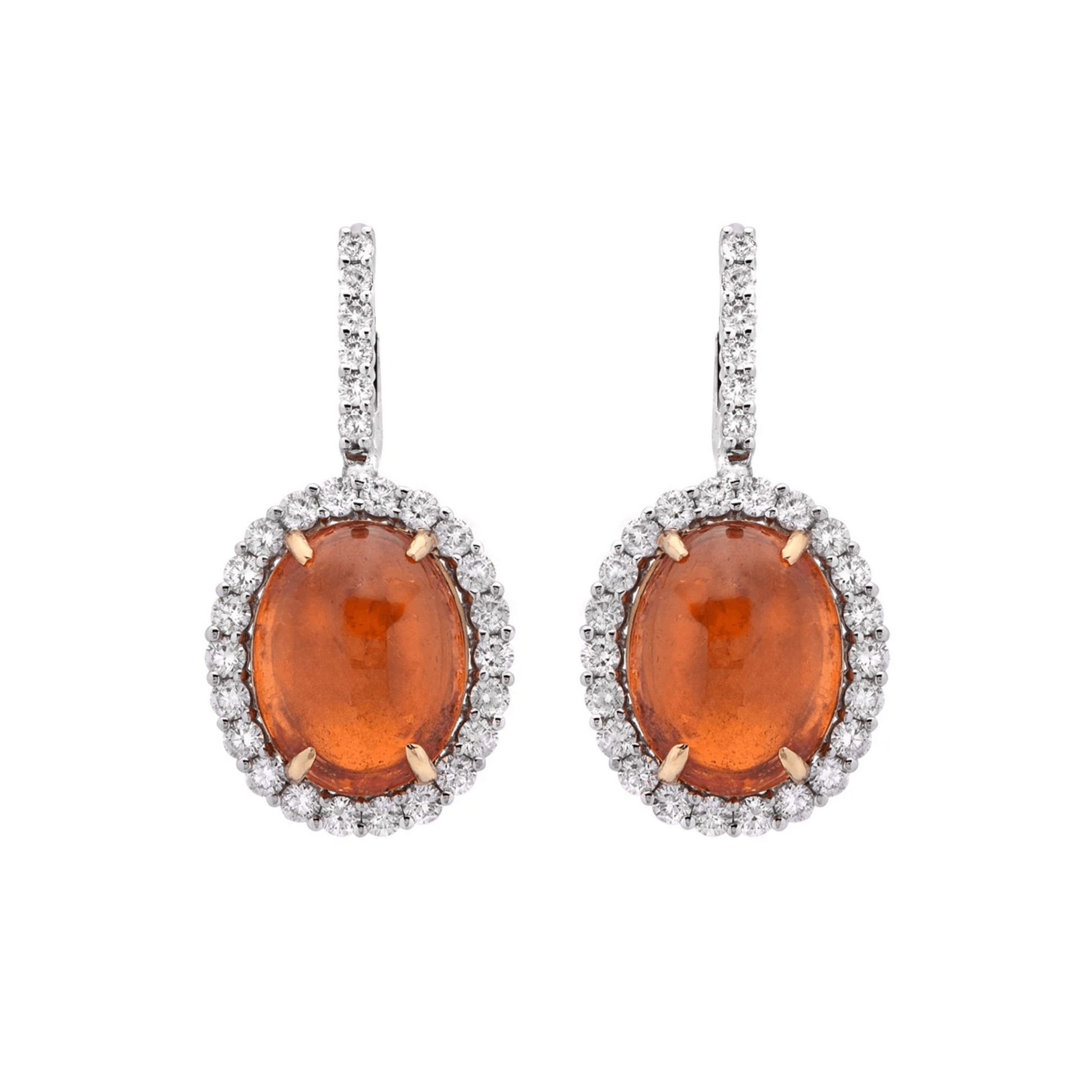 Contemporary 18KT White Gold Garnet & Diamond Earrings front