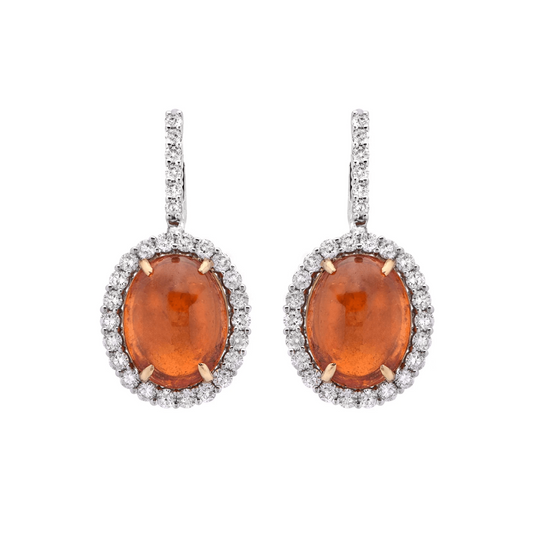 Contemporary 18KT White Gold Garnet & Diamond Earrings front