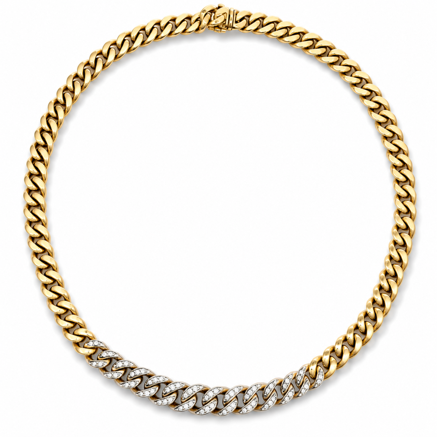 Bulgari 1970s 18KT Yellow Gold Diamond Necklace front
