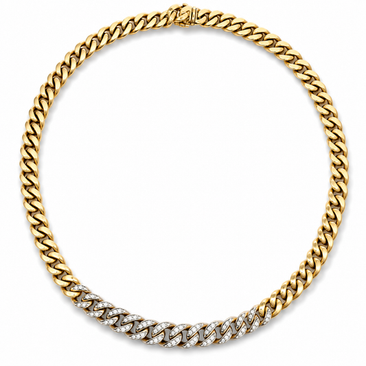 Bulgari 1970s 18KT Yellow Gold Diamond Necklace front