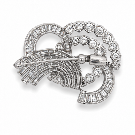 1950s Platinum Diamond Brooch back