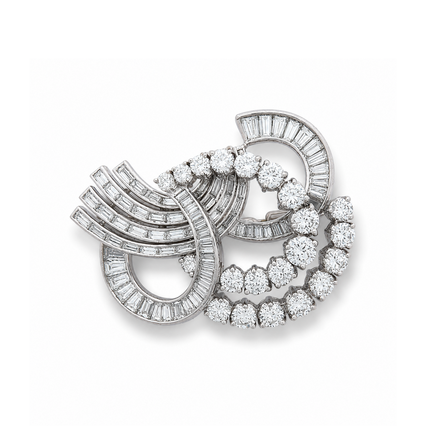 1950s Platinum Diamond Brooch front