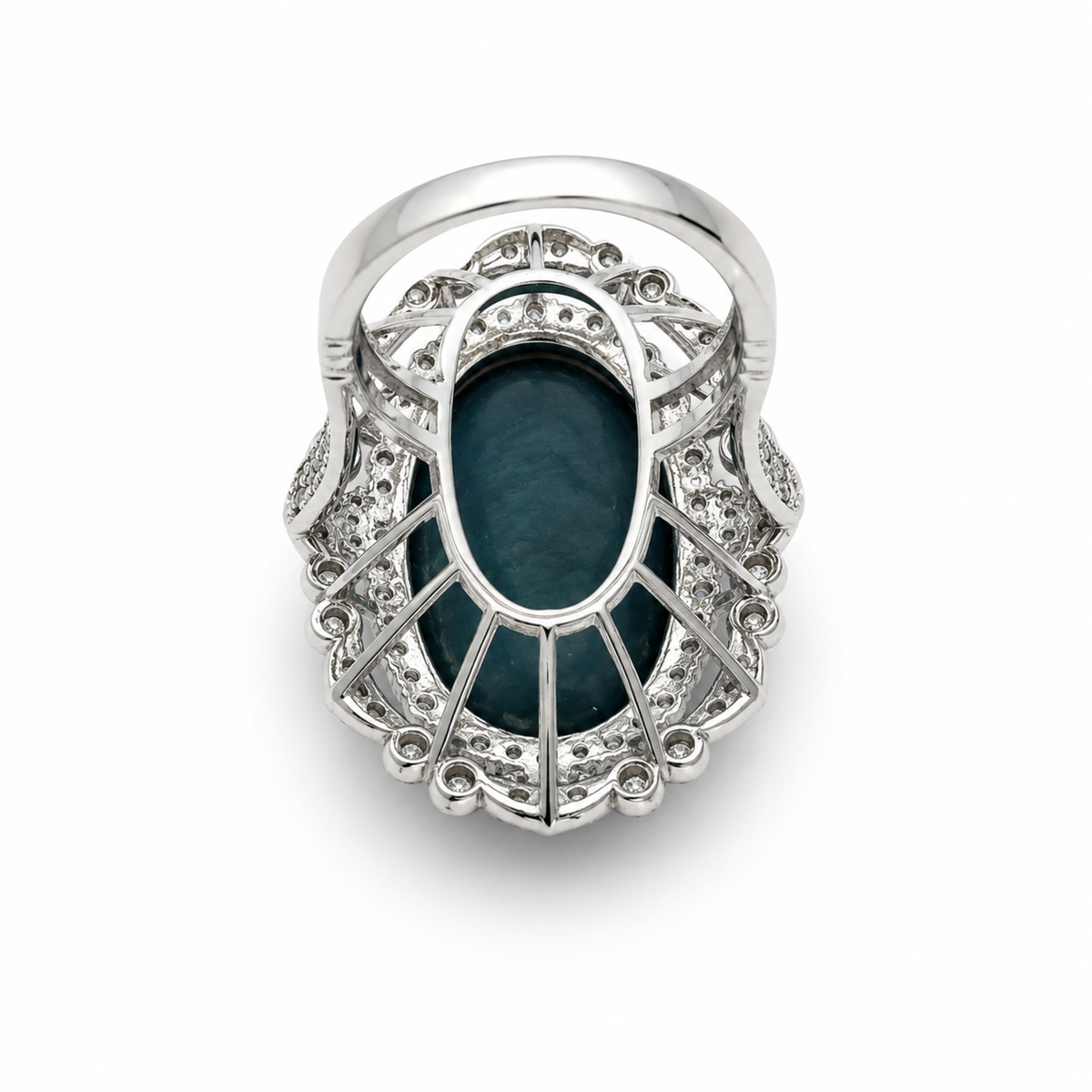 1980s Platinum Opal & Diamond Ring back