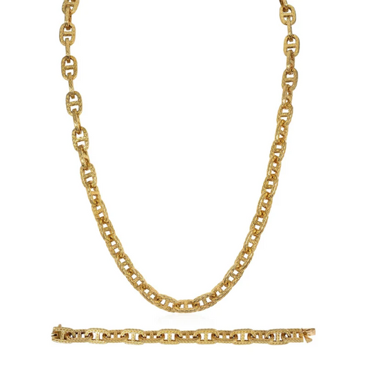 Hermes Paris 1950s 18KT Yellow Gold Bracelet & Necklace front
