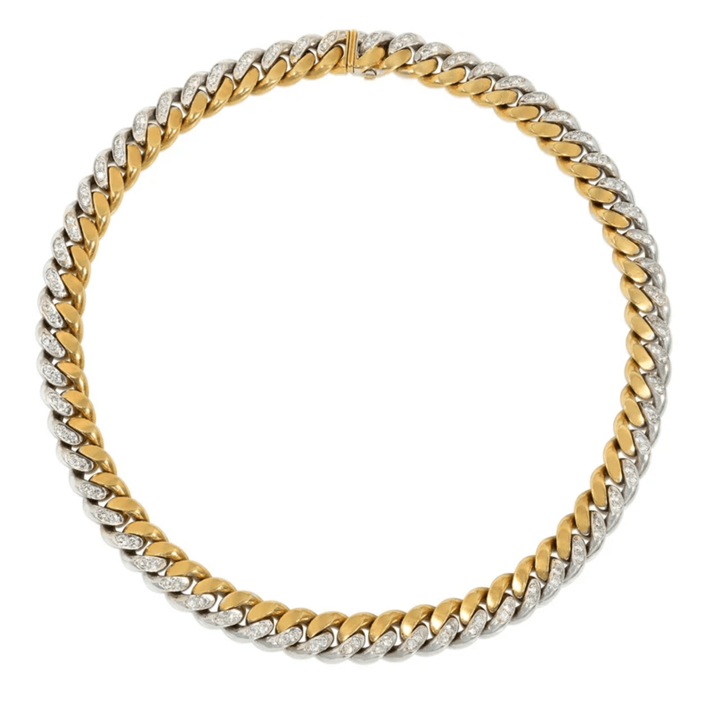 Tiffany & Co. 1980s 18KT White & Yellow Gold Diamond Necklace front