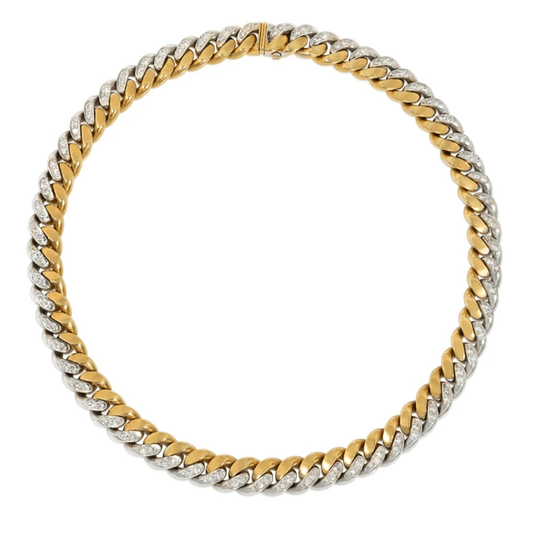 Tiffany & Co. 1980s 18KT White & Yellow Gold Diamond Necklace front