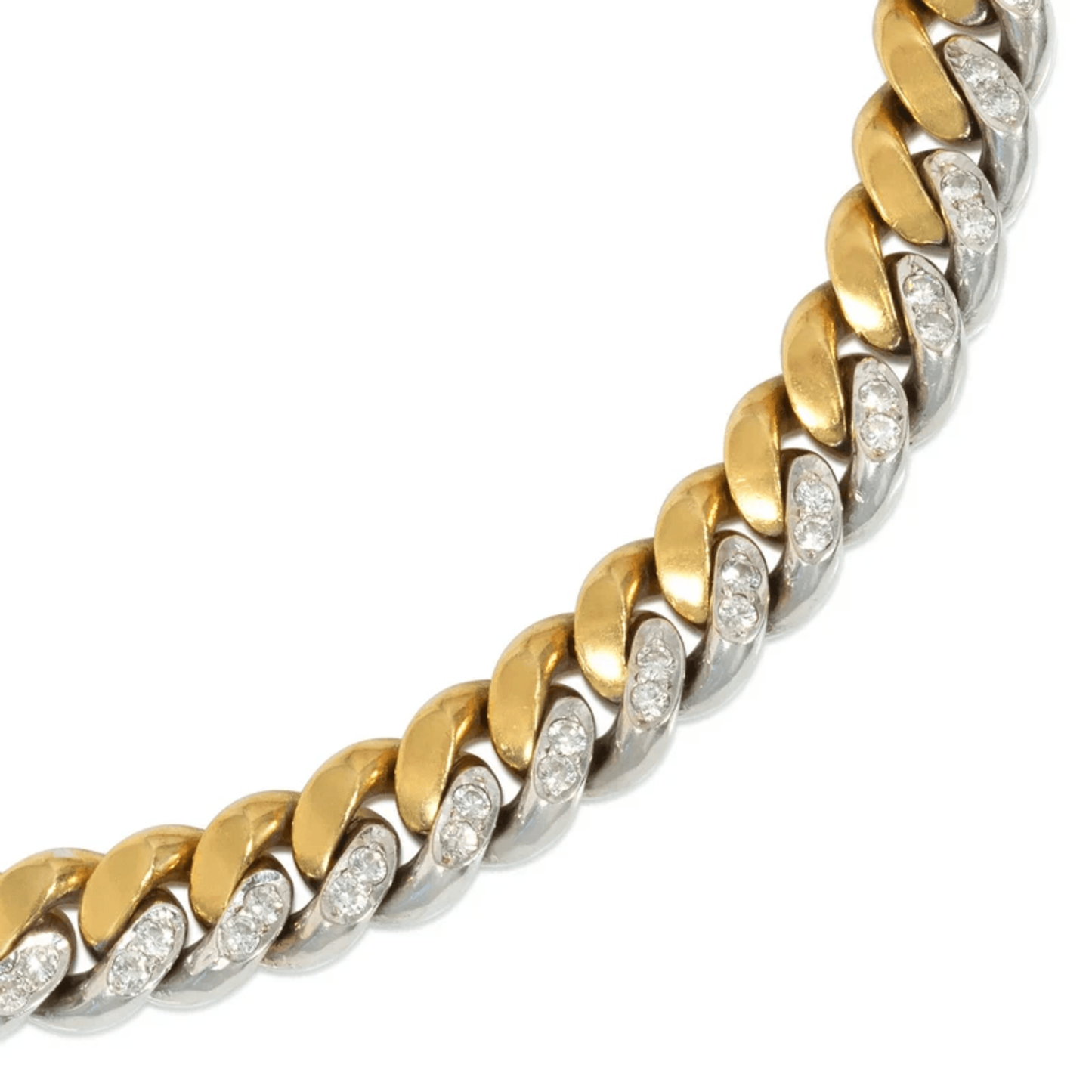 Tiffany & Co. 1980s 18KT White & Yellow Gold Diamond Necklace details