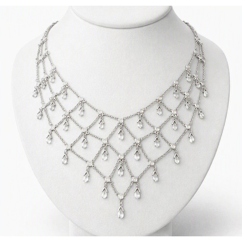 A. Aletto 1980s Platinum Diamond Necklace front