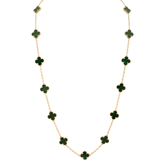 Van Cleef & Arpels Post-1980s 18KT Yellow Gold Malachite Necklace front